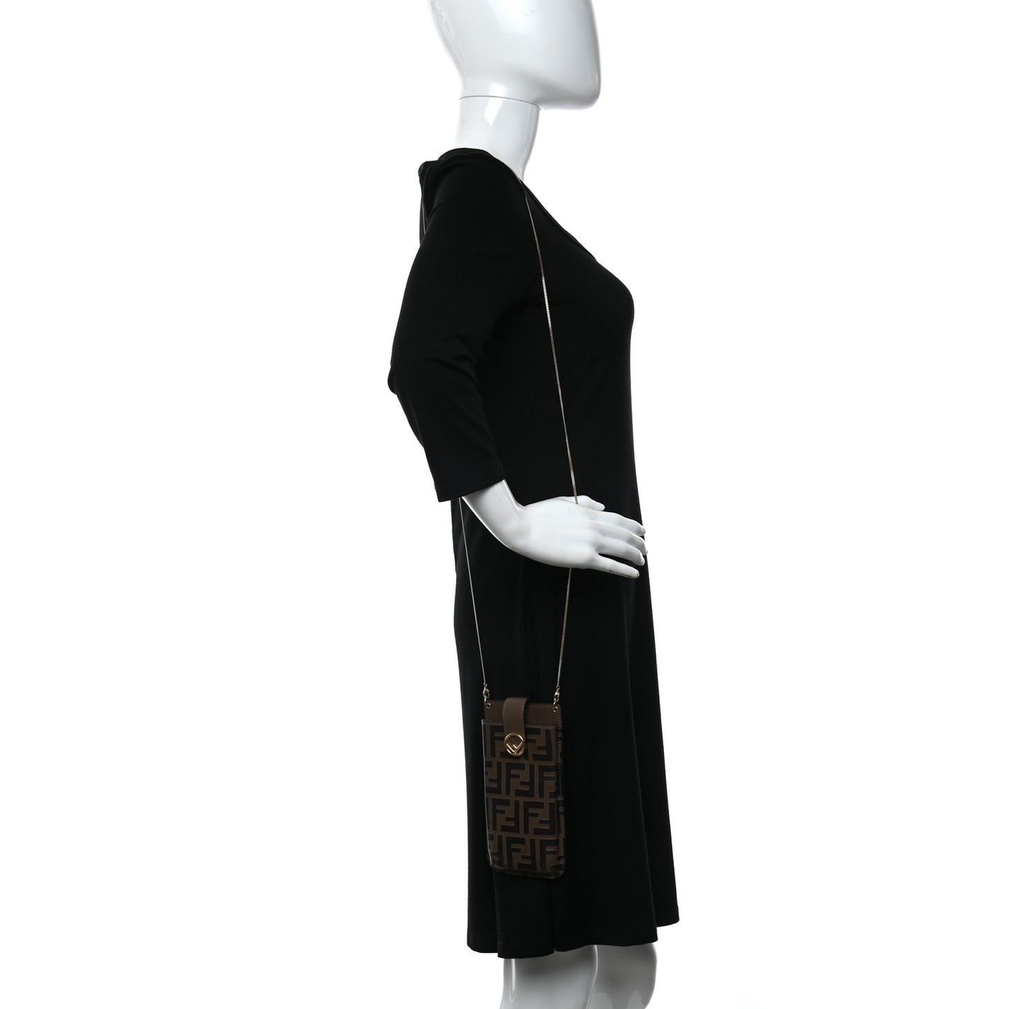 Vitello Soft F is Fendi Bi-Color FF 1974 Embossed Phone Pouch Maya Black