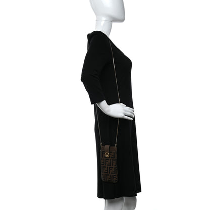 Fendi Vitello Soft F is Fendi Bi-Color FF 1974 Embossed Phone Pouch Maya Black 2 of 10