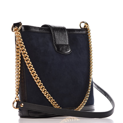 Gucci Suede Patent Dragon Embroidered Medium Dionysus Bucket Bag Dark Blue 3 of 11