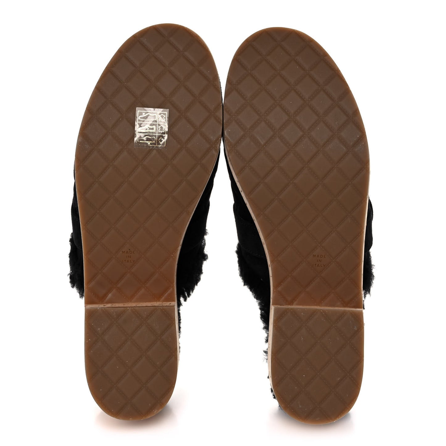 Suede Calfskin Shearling Turn Lock Clogs 38 Black