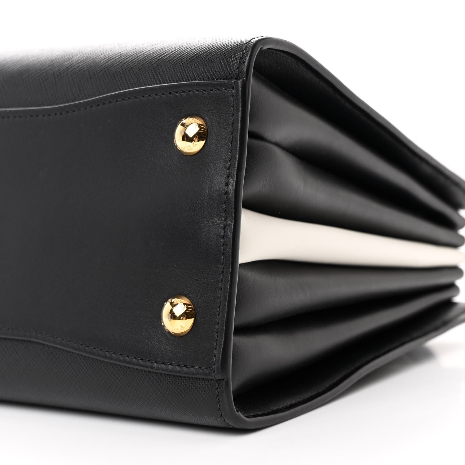Prada Saffiano City Calfskin Small Bibliotheque Top Handle Black White 11 of 11