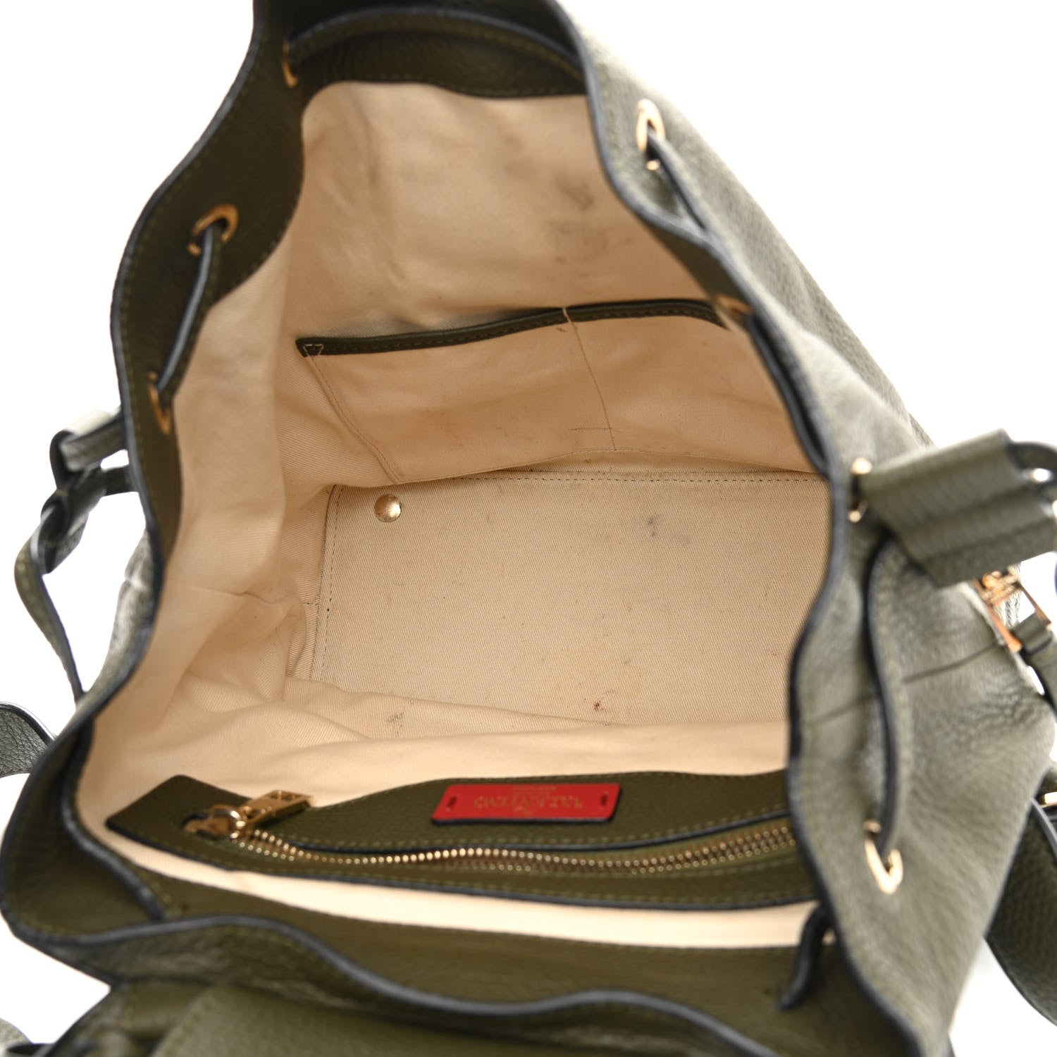 Valentino Garavani Pebbled Calfskin Rockstud Backpack Army Green 5 of 15