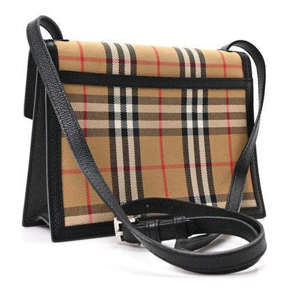 Burberry Grainy Calfskin Vintage Check Small Macken Crossbody Bag Black 3 of 10