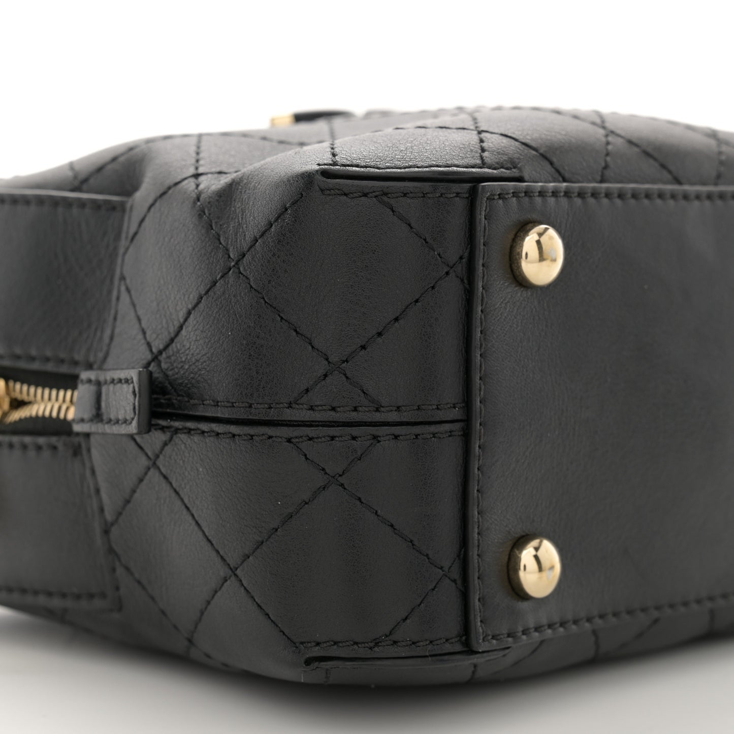 Calfskin Stitched Covered CC Camera Case Bag Black