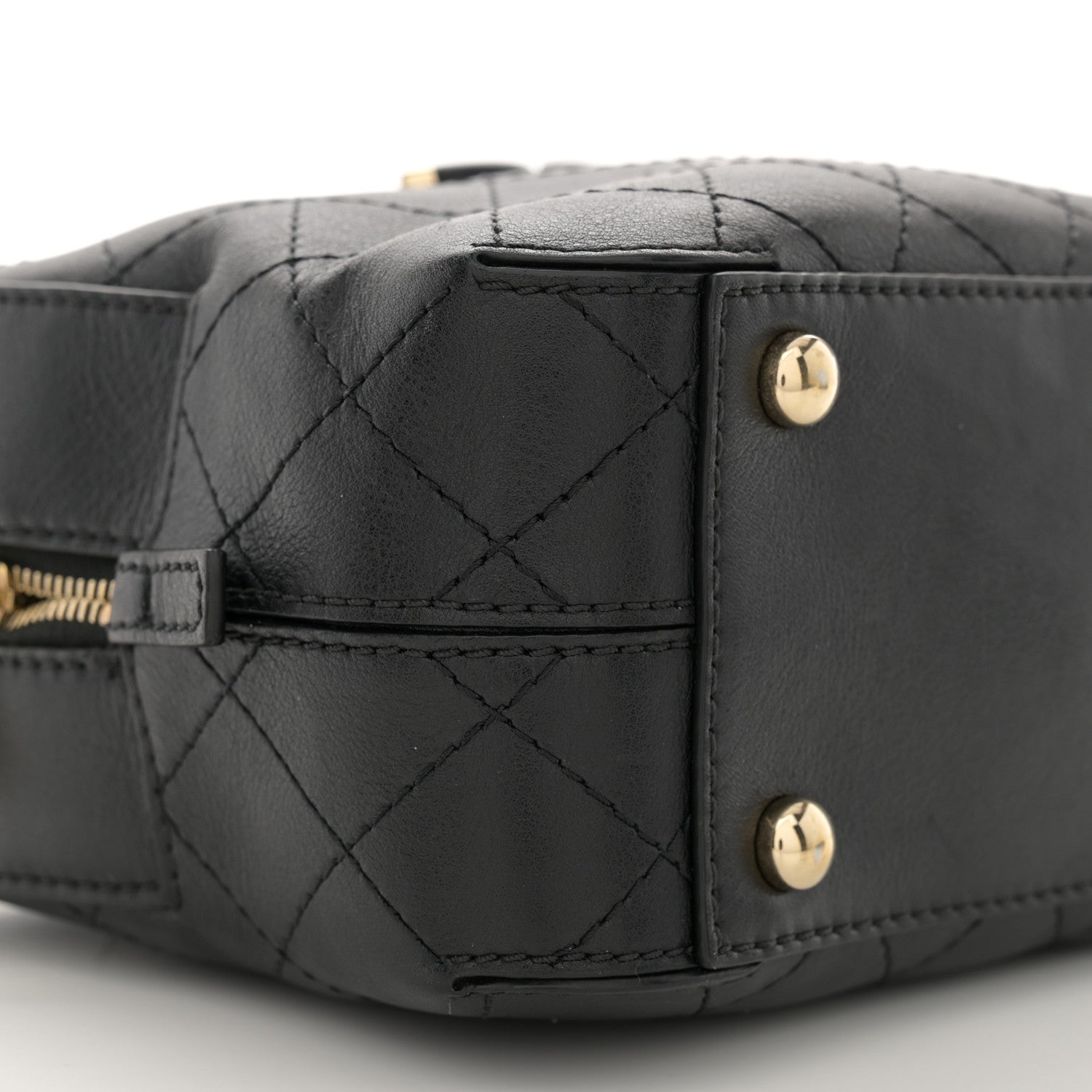 Chanel Calfskin Stitched Covered CC Camera Case Bag Black 9 of 12