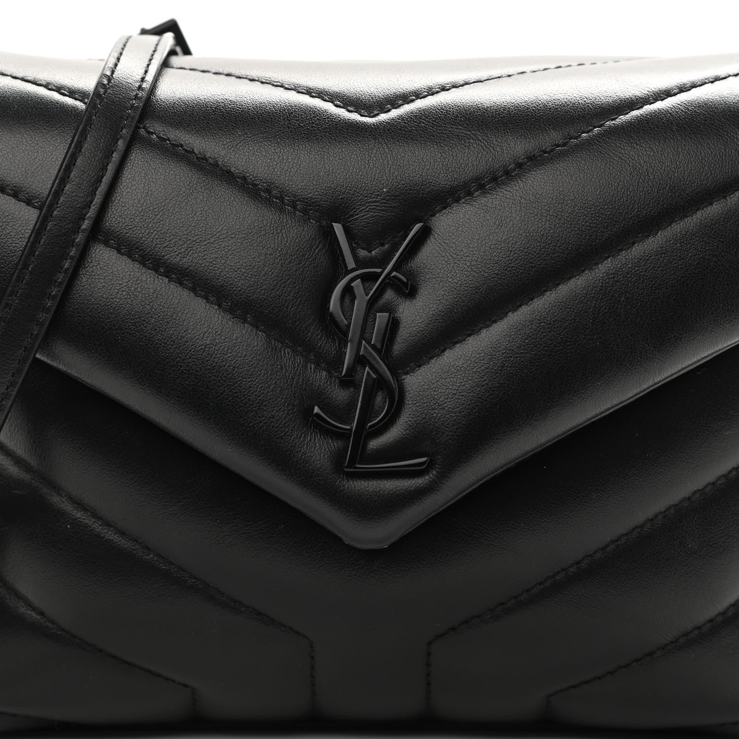 Saint Laurent Calfskin Y Quilted Monogram Toy Loulou Crossbody Bag Black 8 of 14