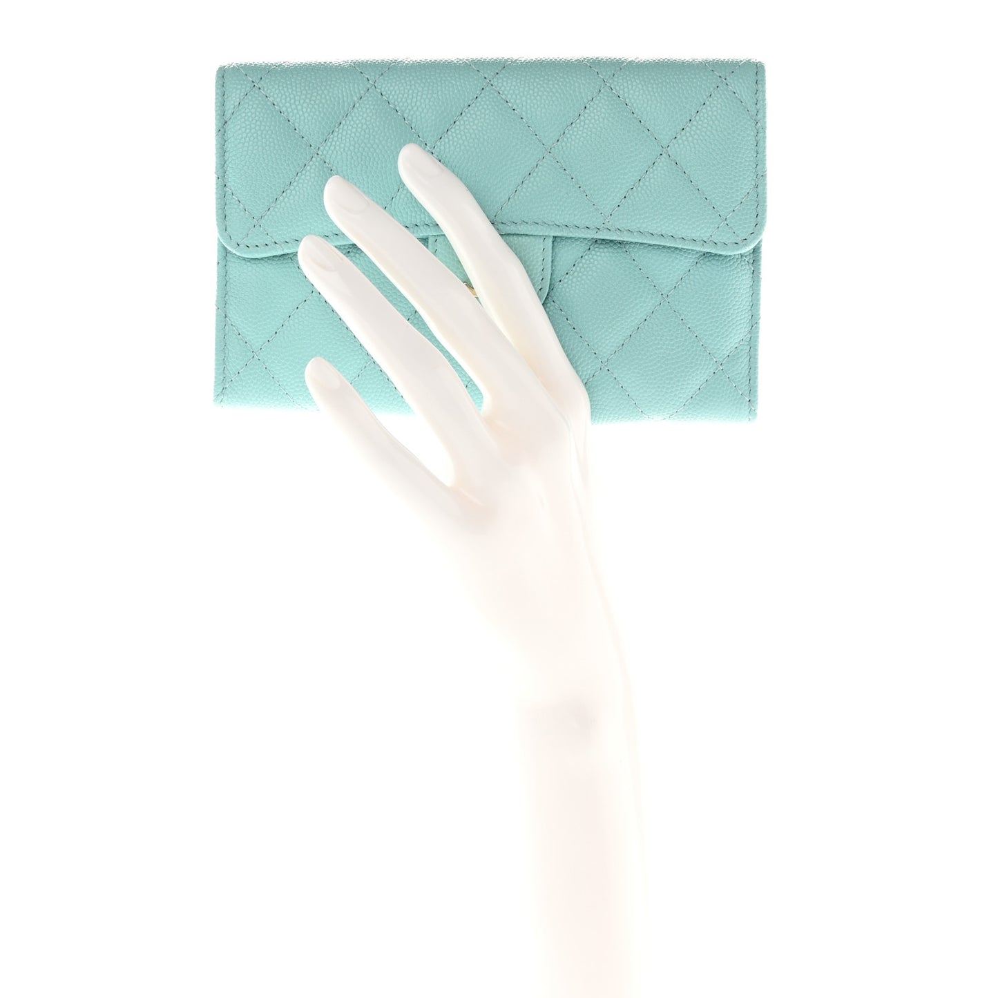 Caviar Quilted Medium Flap Wallet Light Blue