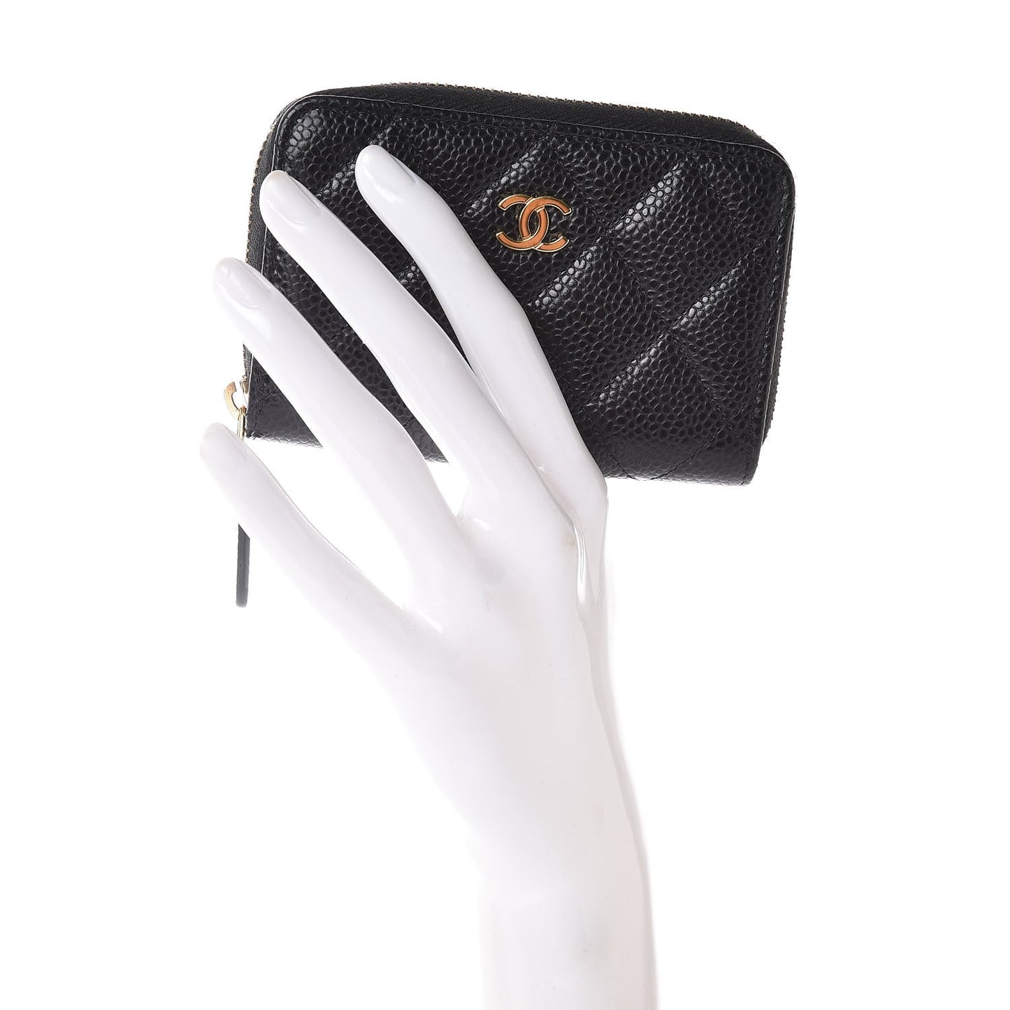 Caviar Quilted Zip Coin Purse Black