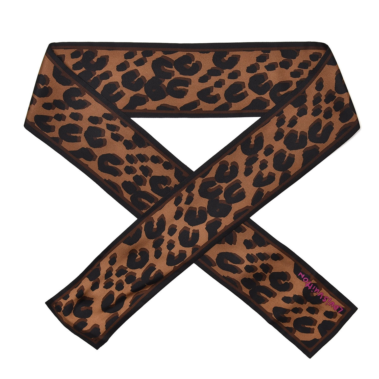 Louis Vuitton Silk Leopard Bandeau Scarf Marron 1 of 5