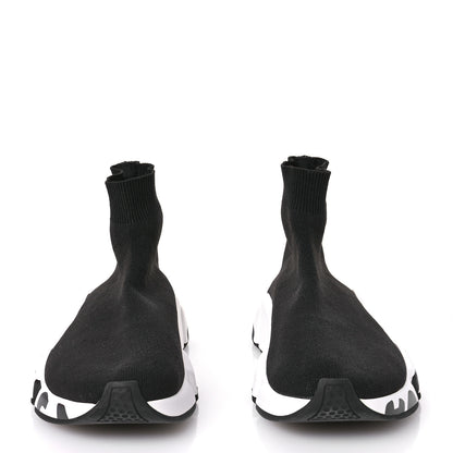 Balenciaga Neoprene Knit Womens Speed Graffiti Sneakers 36 Black White 3 of 8