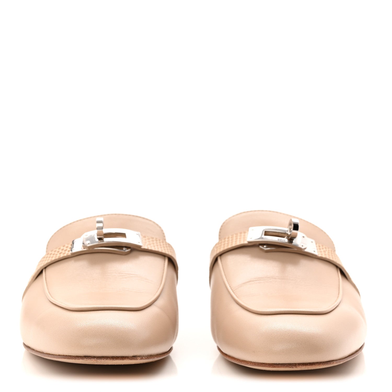 Hermes Shiny Lizard Calfskin Oz Mules 40 Beige Sarrazin 3 of 10
