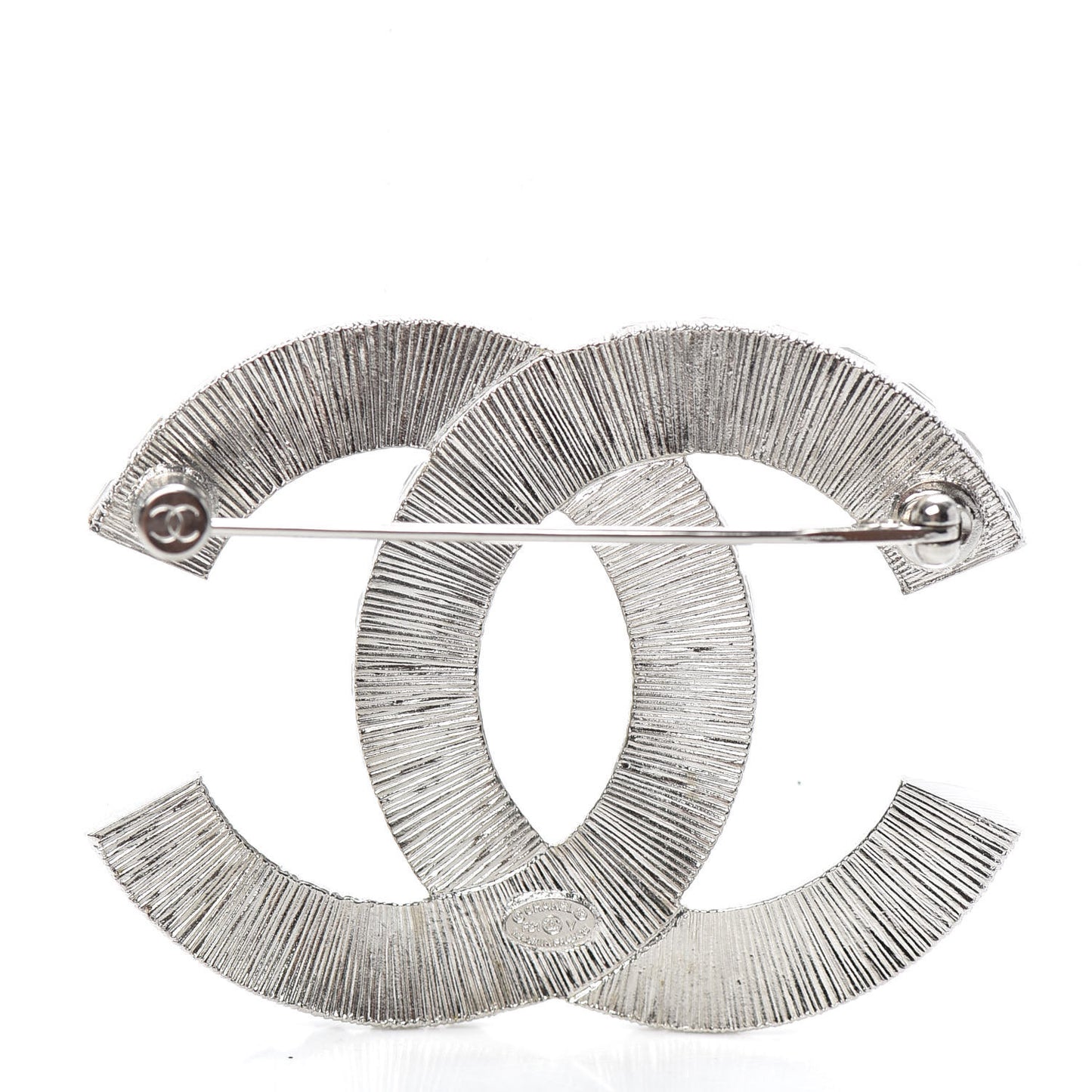 Baguette Crystal CC Brooch Silver