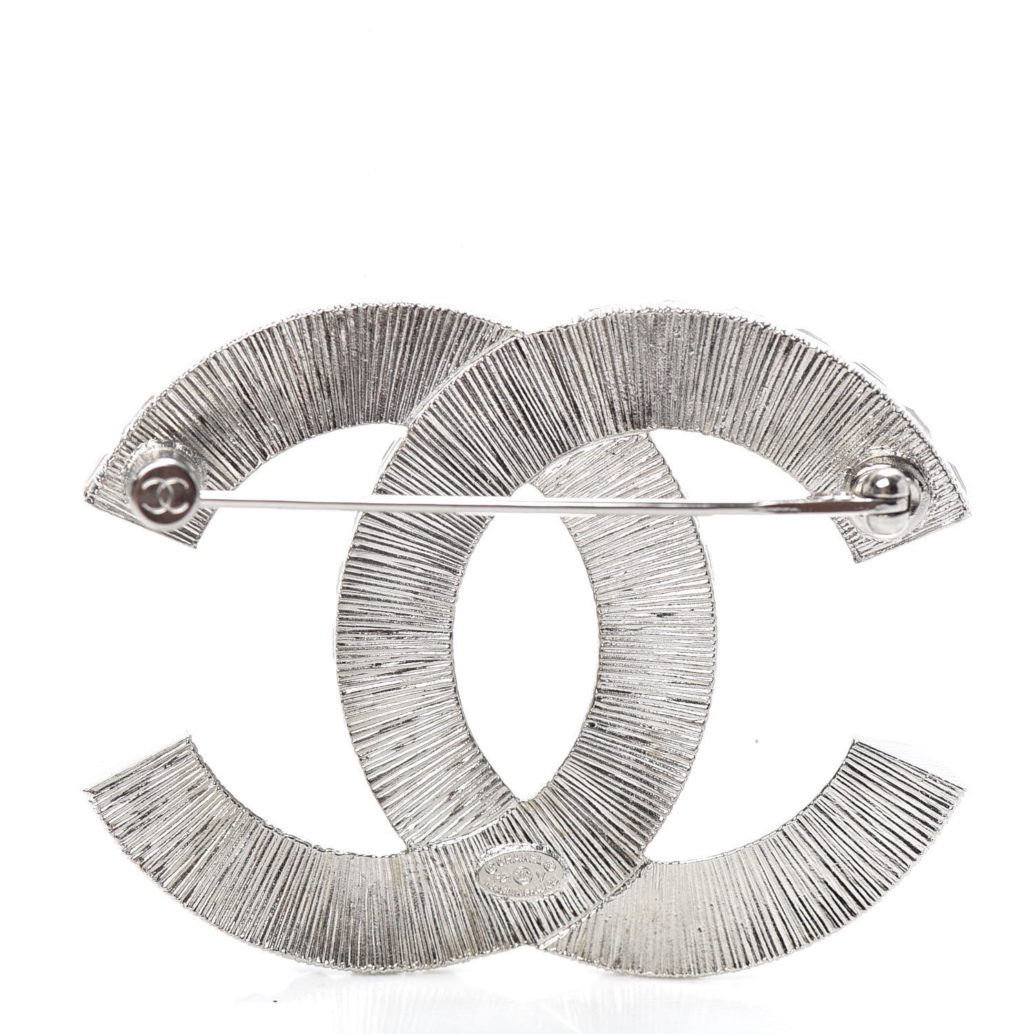Chanel Baguette Crystal CC Brooch Silver 3 of 5