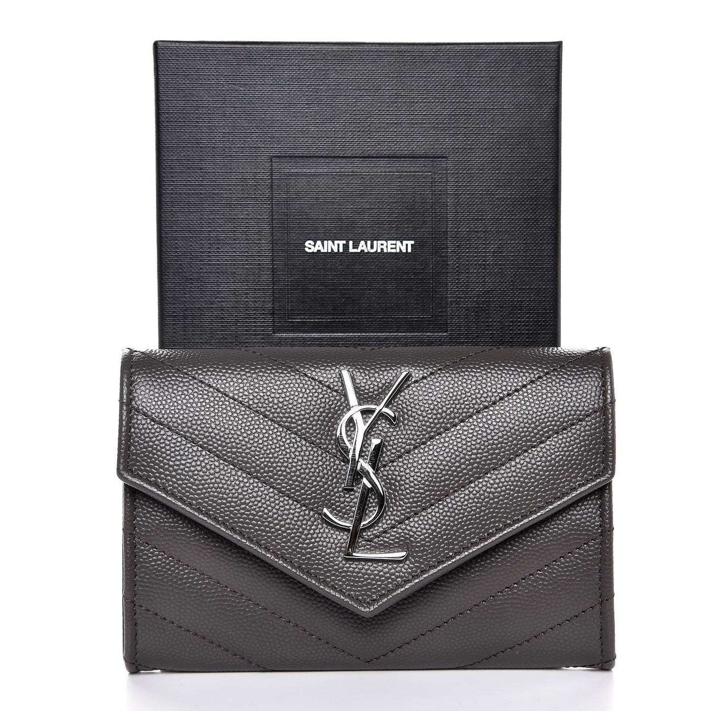 Grain De Poudre Matelasse Chevron Small Monogram Envelope Wallet Earth