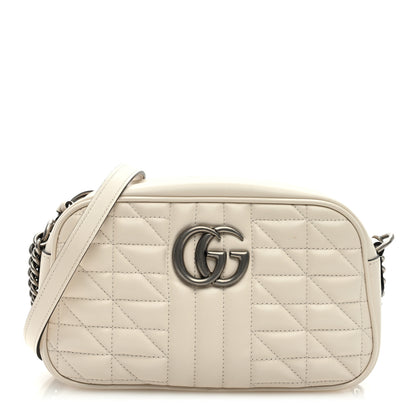 Gucci Calfskin Matelasse Aria Small GG Marmont Chain Shoulder Bag Mystic White 1 of 9