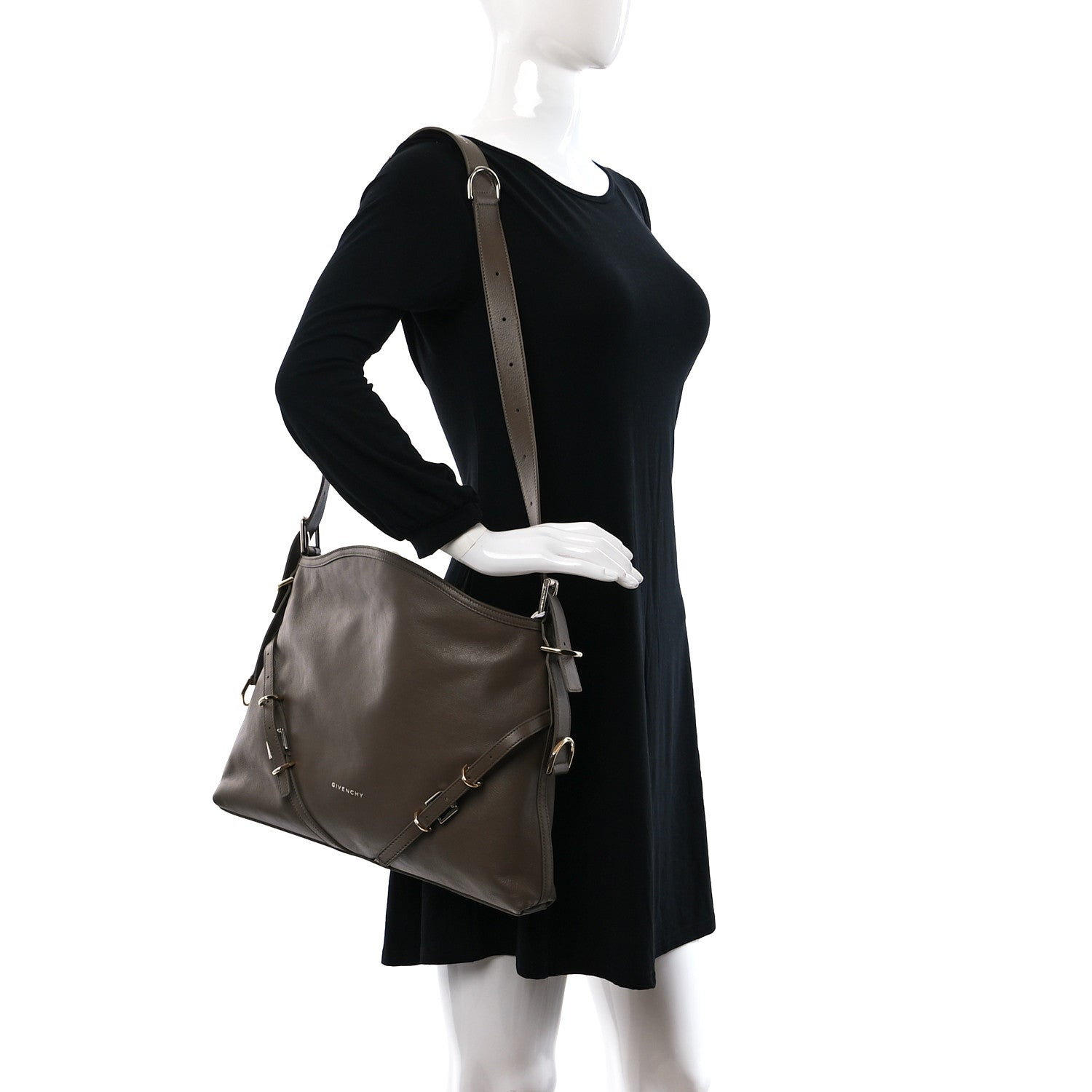 Givenchy Tumbled Calfskin Medium Voyou Bag Taupe 2 of 9