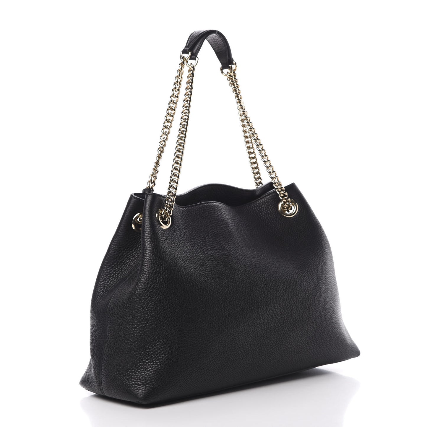 Pebbled Calfskin Medium Soho Chain Shoulder Bag Black