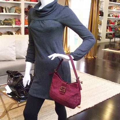 Fendi Zucchino BAGUETTE Burgundy 2 of 11