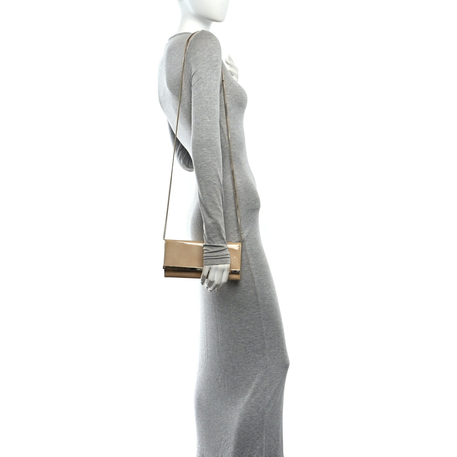 Jimmy Choo Patent Suede Milla Wallet on Chain Nude 2 of 12