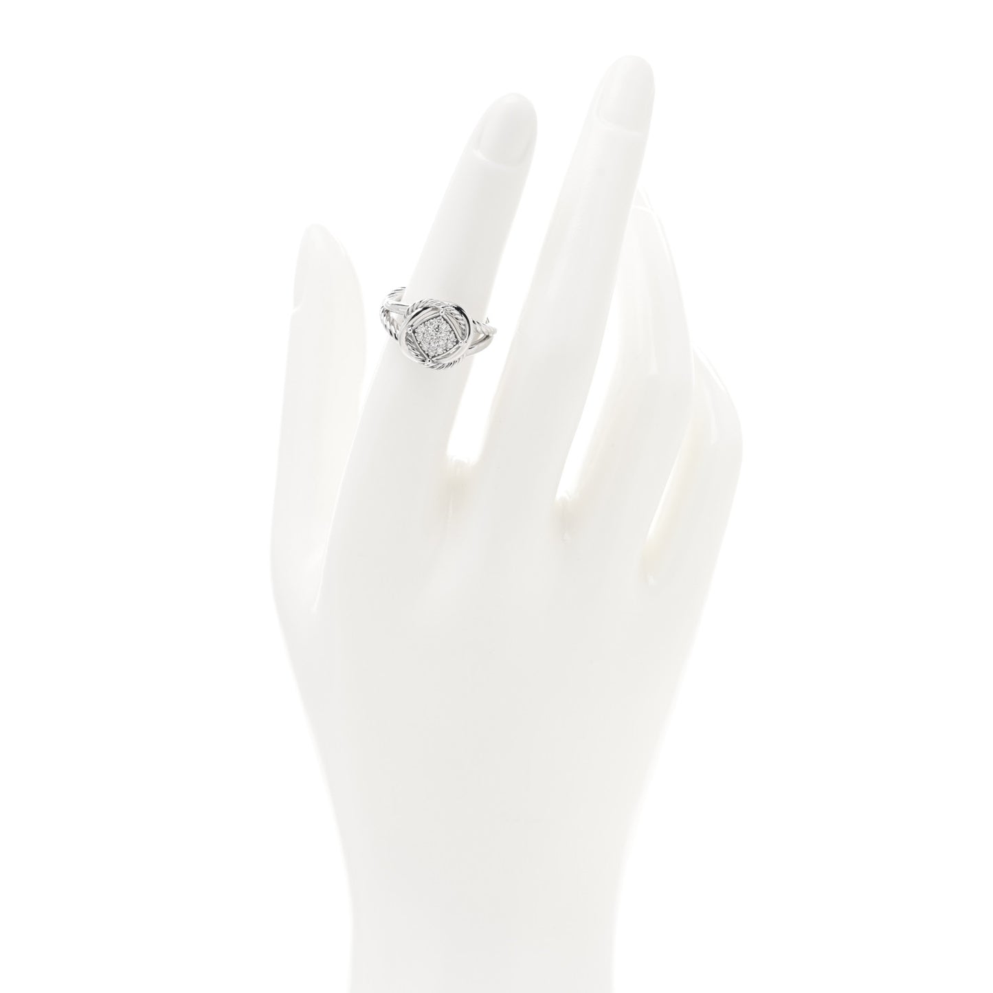 Sterling Silver Diamond Pave 7mm Infinity Ring 52 6