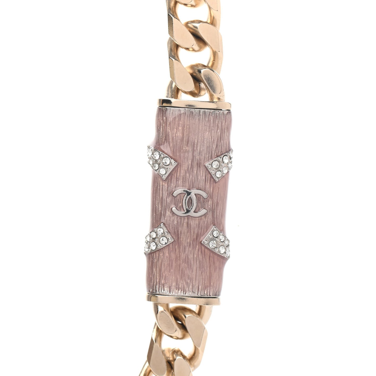 Crystal Strass CC Necklace Light Gold Pink