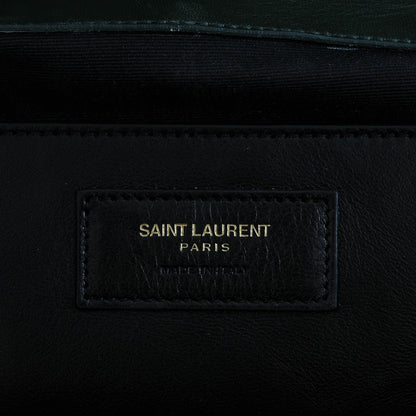 Saint Laurent Velvet Matelasse Chevron Medium Monogram Chain Bag New Dark Green 10 of 10