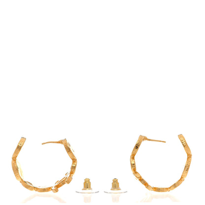 Chanel Metal Textured Disc CC Hoop Earrings Gold 3 of 5