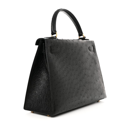 Hermes Ostrich Kelly Sellier 28 Black 3 of 18