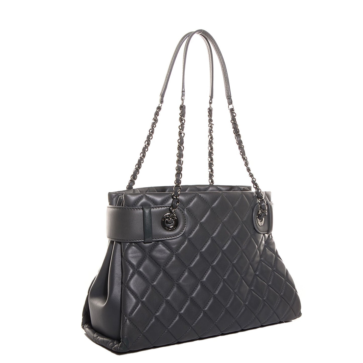 Lambskin Quilted Small Coco Loop Tote Grey