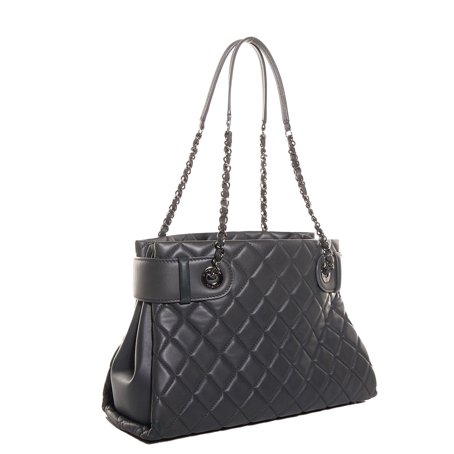 Chanel Lambskin Quilted Small Coco Loop Tote Grey 3 of 7
