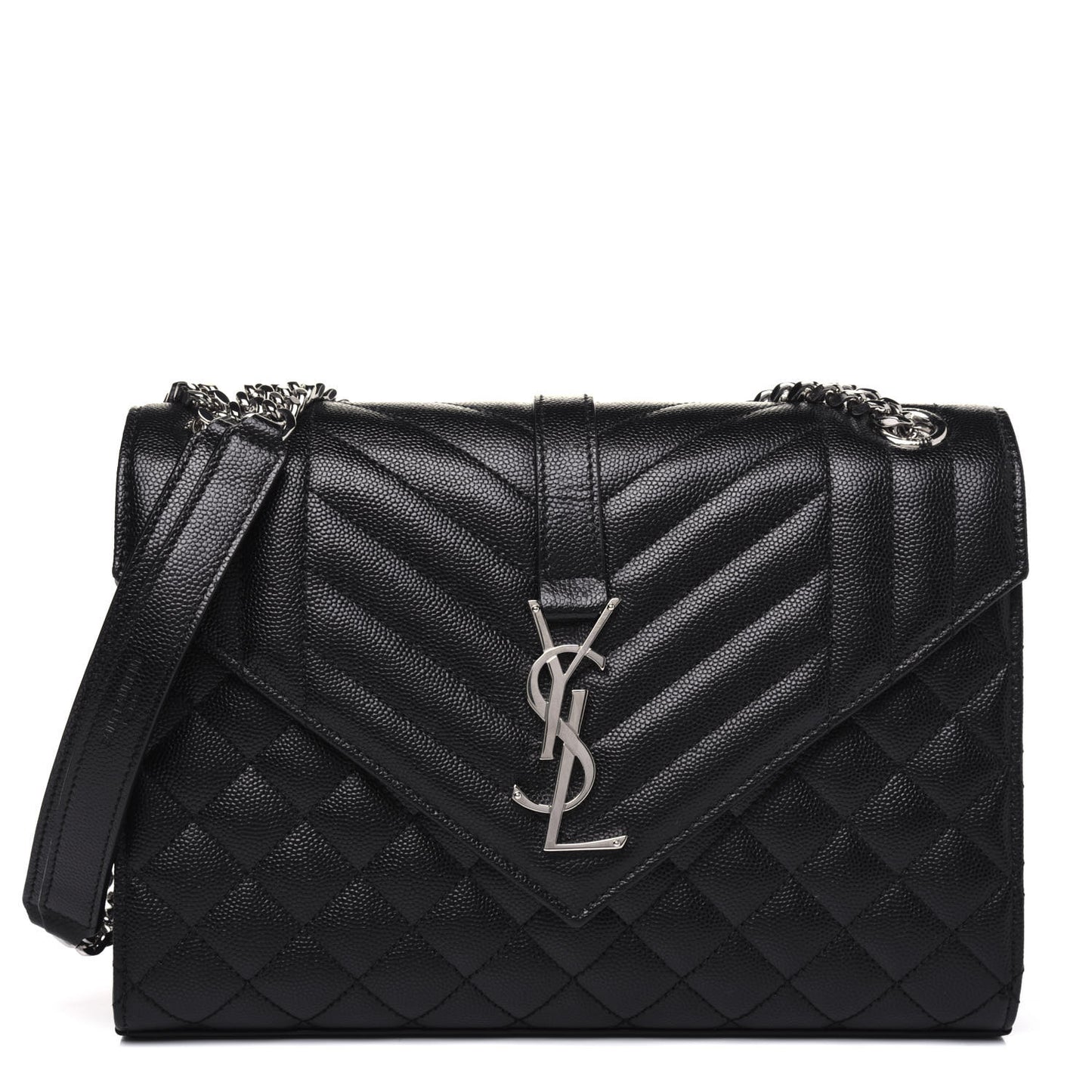 Grain De Poudre Textured Mixed Matelasse Triquilt Medium Monogram Satchel Black