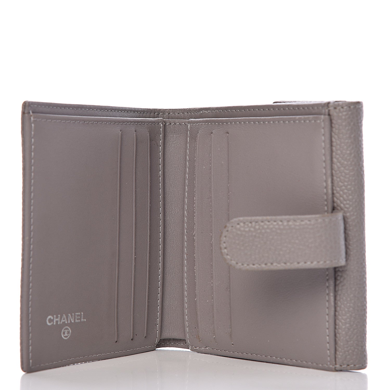 Chanel Caviar Timeless CC Compact French Wallet Light Grey 6 of 9