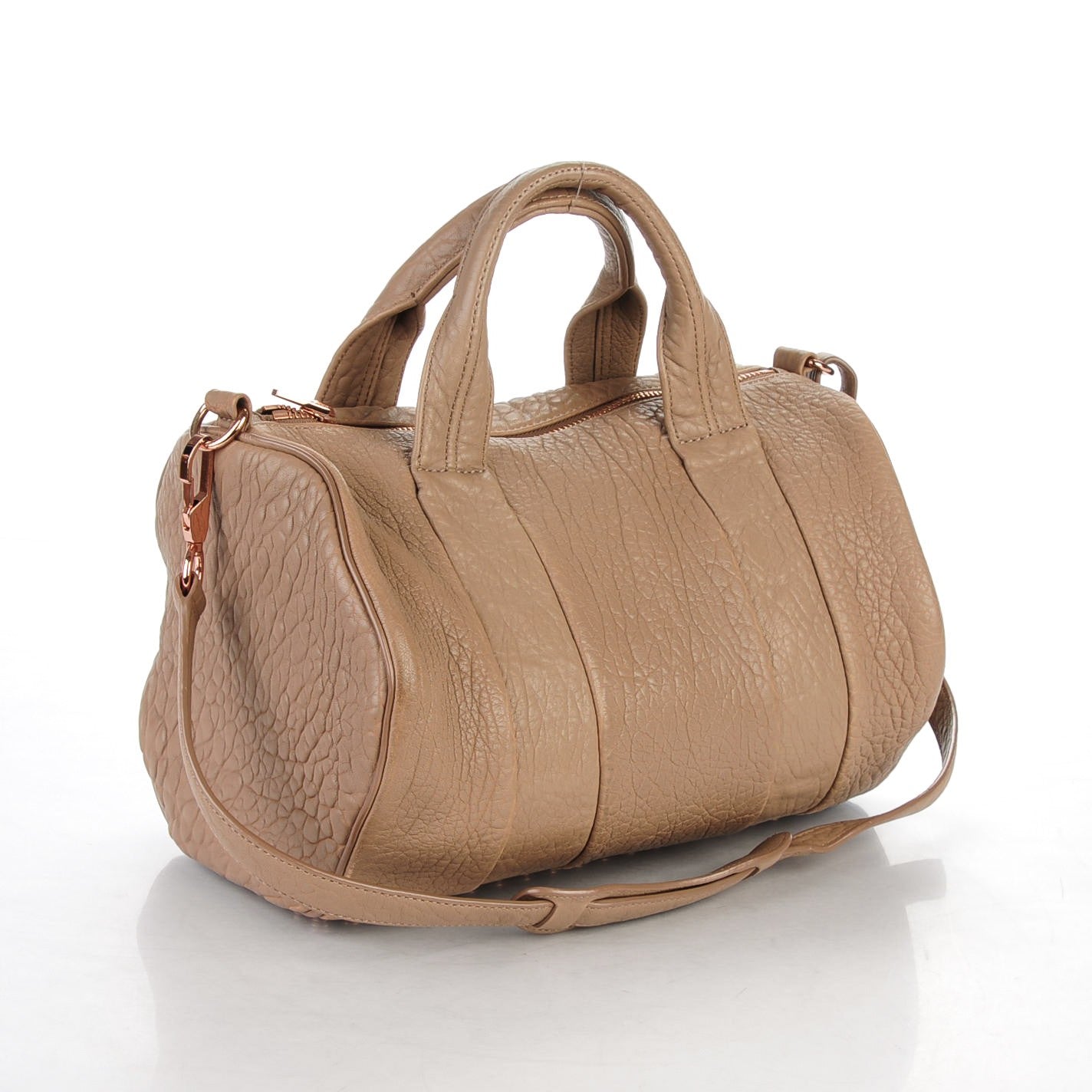 Alexander Wang Pebbled Lambskin Rocco Latte Rose Gold Hardware 3 of 9