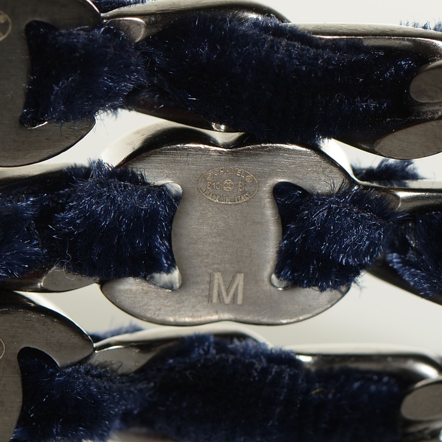 Velvet Chain Bangle Set of 3 Blue Silver M