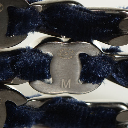 Chanel Velvet Chain Bangle Set of 3 Blue Silver M 5 of 5