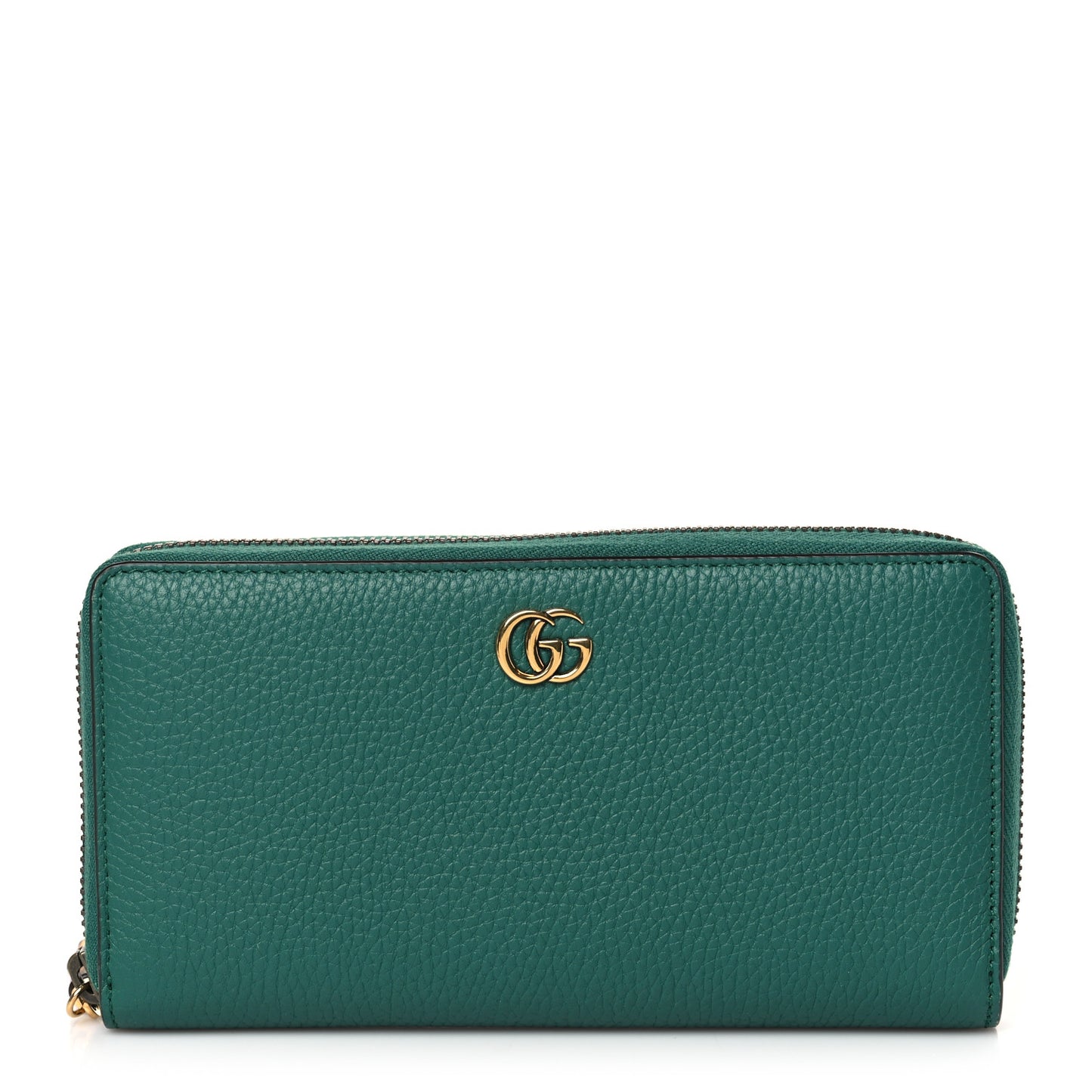 Piuma Calfskin Bamboo Double G Zip Around Wallet Emerald