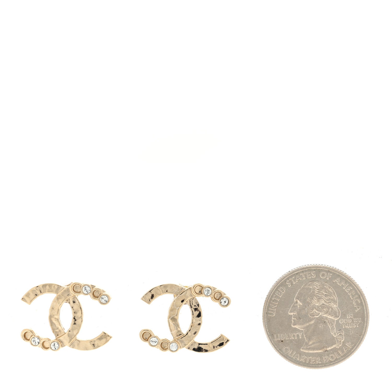 Chanel Crystal CC Earrings Gold 2 of 4