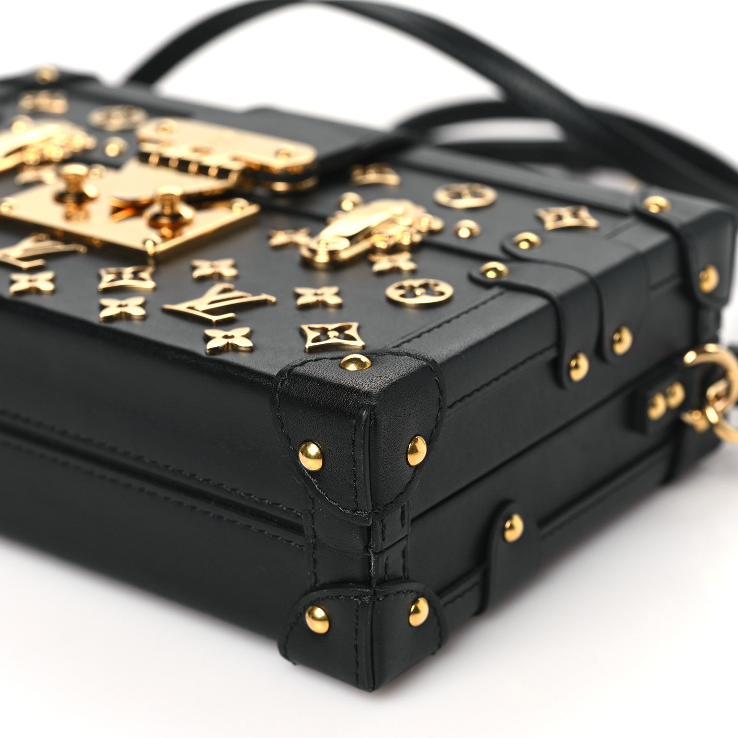 Louis Vuitton Calfskin Metal Monogram Petite Malle Black 9 of 10
