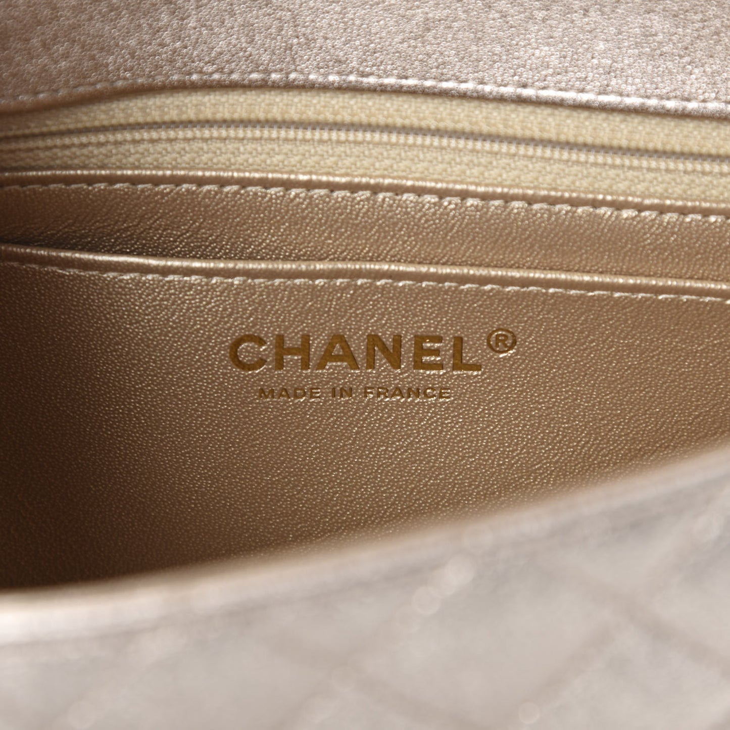 Metallic Lambskin Quilted Mini Rectangular Flap Gold