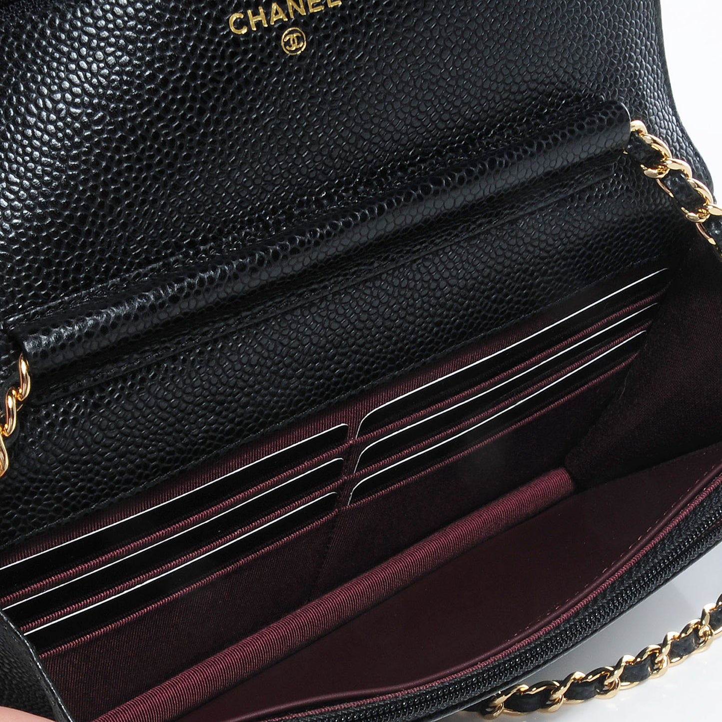 Caviar Quilted Wallet On Chain WOC Black