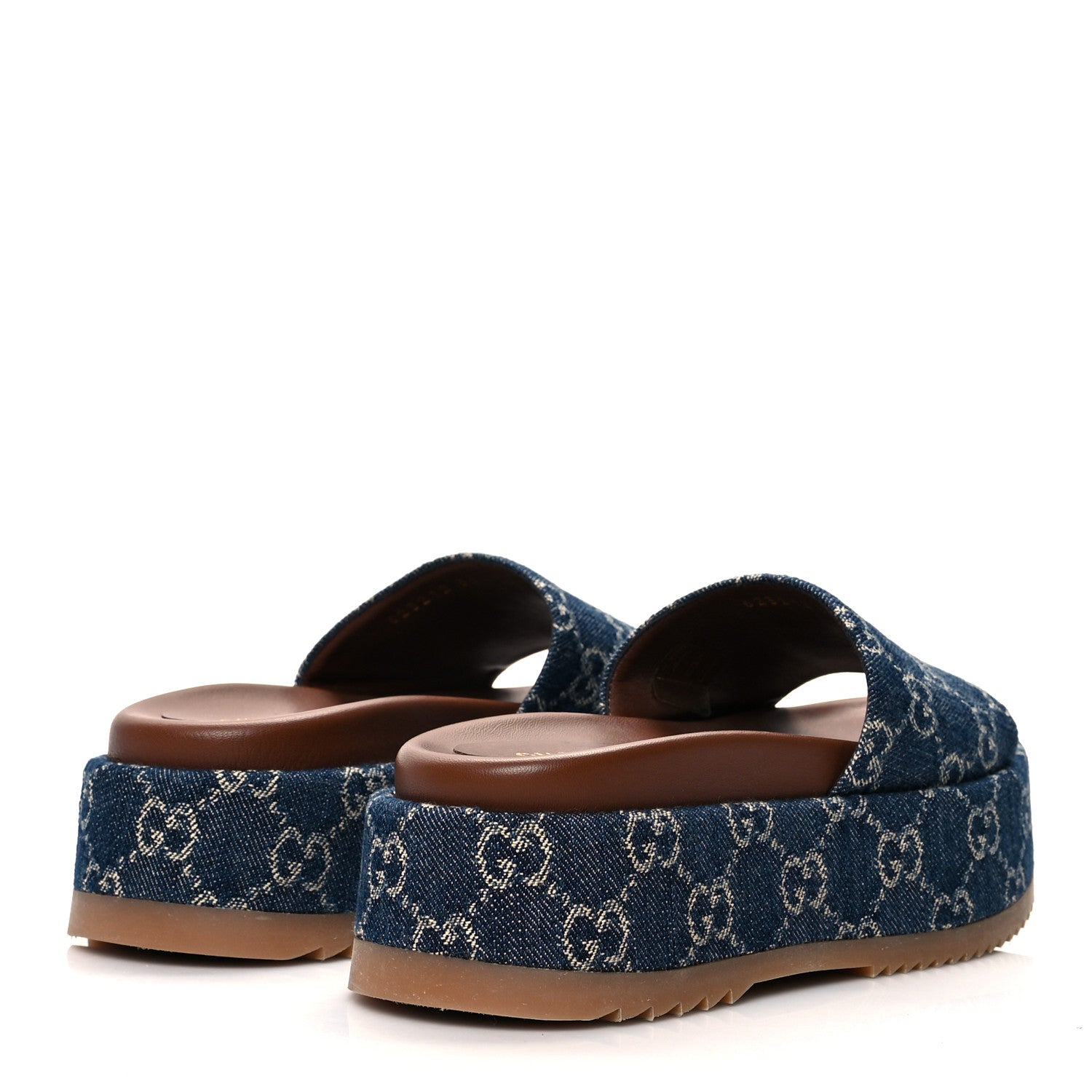Gucci New Denim GG Monogram Angelina Platform 55mm Slide Sandals 35 Blue Tea 4 of 8