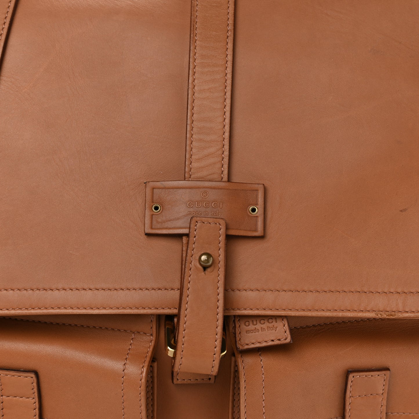 Calfskin Drawstring Backpack Brown