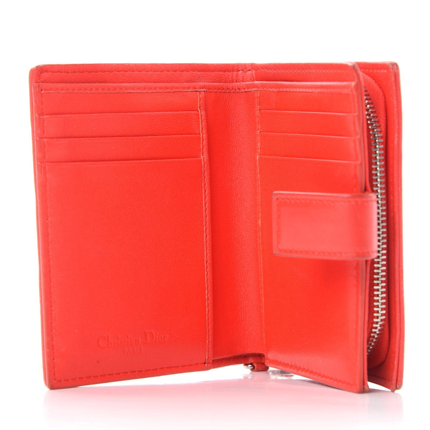 Lambskin Cannage Lady Dior Card Holder Red
