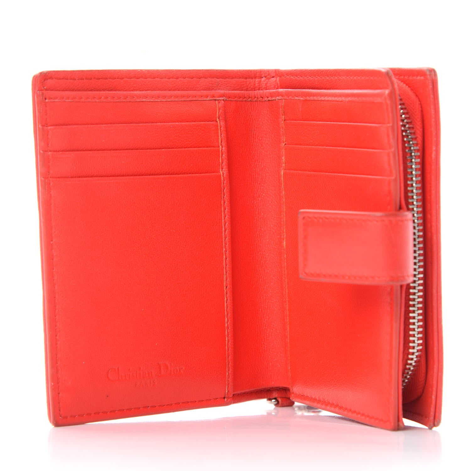 Christian Dior Lambskin Cannage Lady Dior Card Holder Red 5 of 12