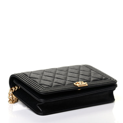 Chanel Caviar Quilted Boy Wallet On Chain WOC Black 3 of 4