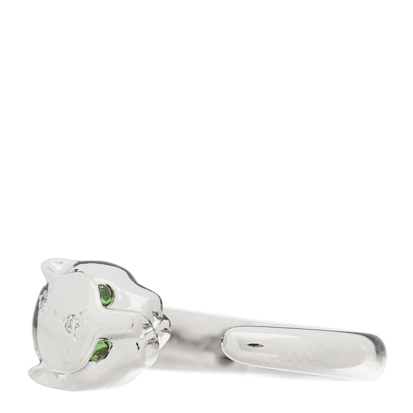 18K White Gold Diamond Tsavorite Panther Ring 54 7