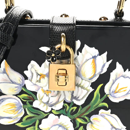 Dolce & Gabbana Plexiglass Calfskin Lizard Embossed Floral Box Bag Black 7 of 11