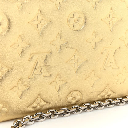 Louis Vuitton Metallic Lambskin Embossed Monogram Pochette Coussin Gold 11 of 12