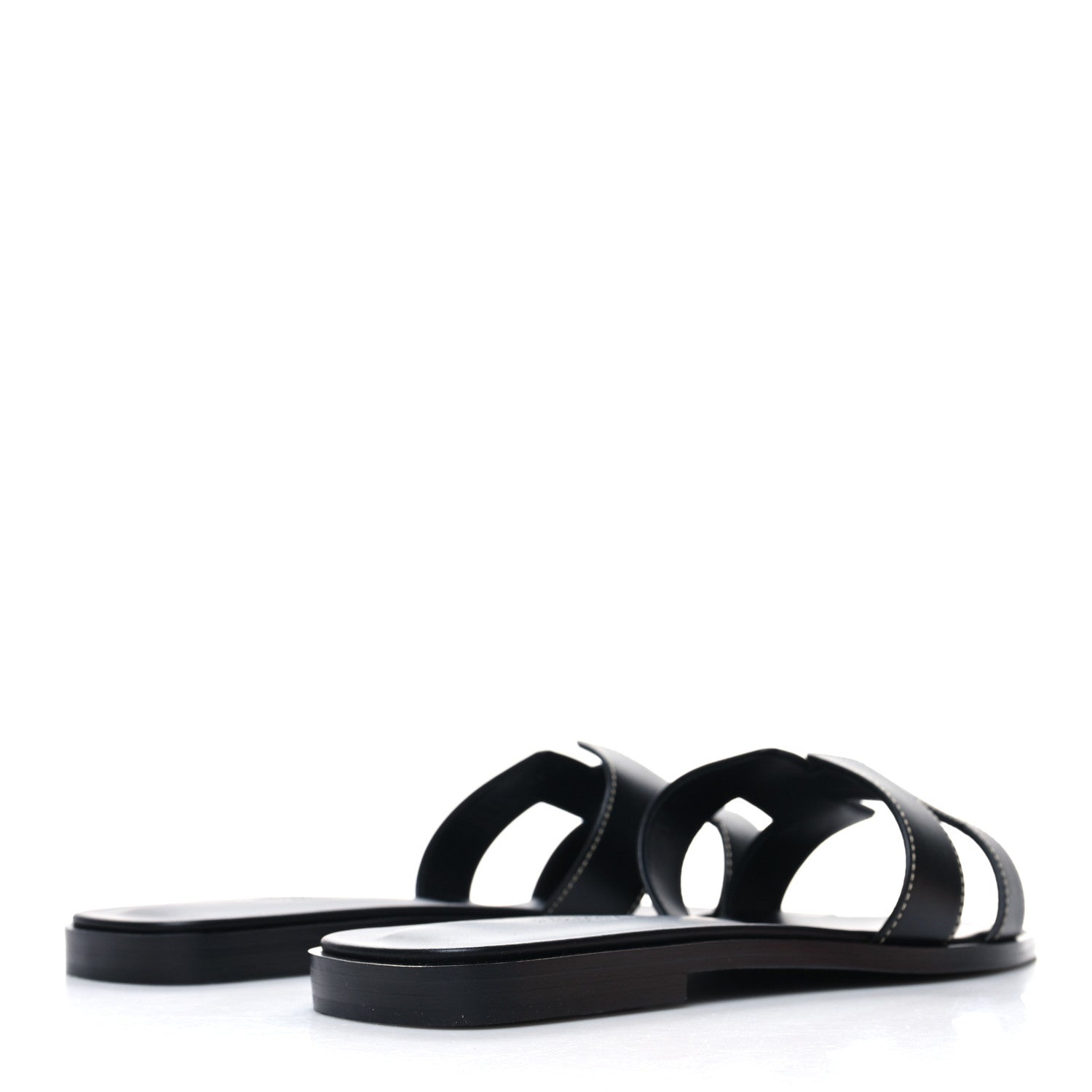 Hermes Box Calfskin Oran Sandals 38 Black 4 of 9