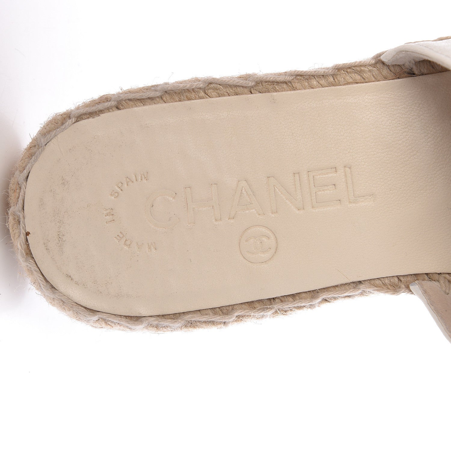 Chanel Iridescent Goatskin CC Espadrille Mules 36 Ivory Black 6 of 13